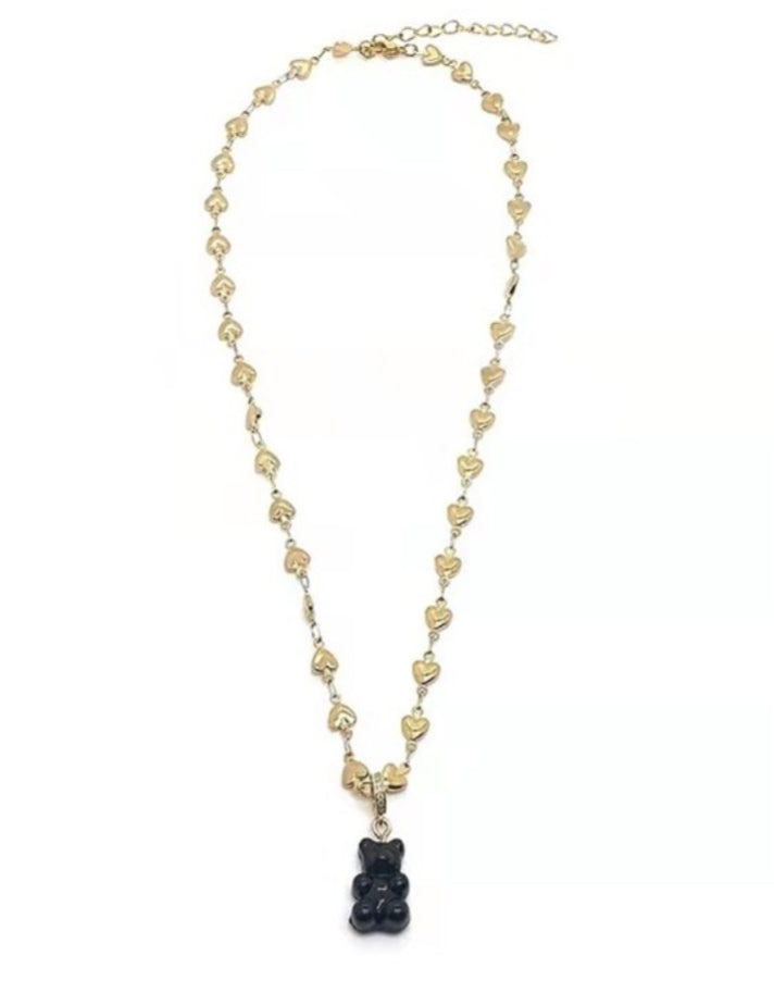 Naszyjnik złoty z czarnym misiem